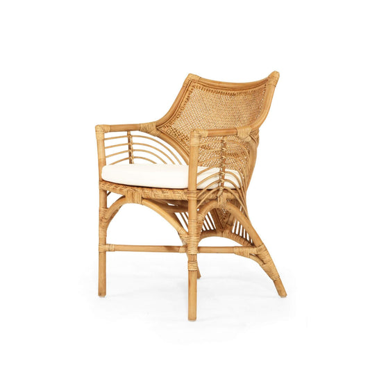 Granada | Coastal Natural Brown Rattan Dining Chair With Arms | Brown