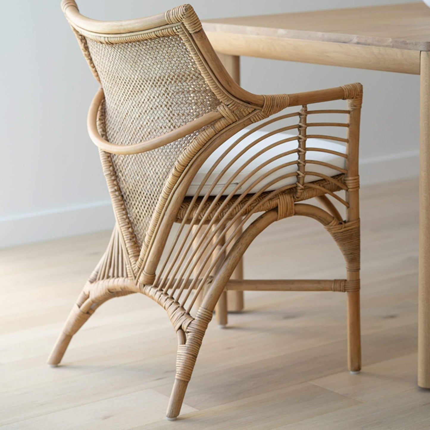 Granada | Coastal Natural Brown Rattan Dining Chair With Arms | Brown