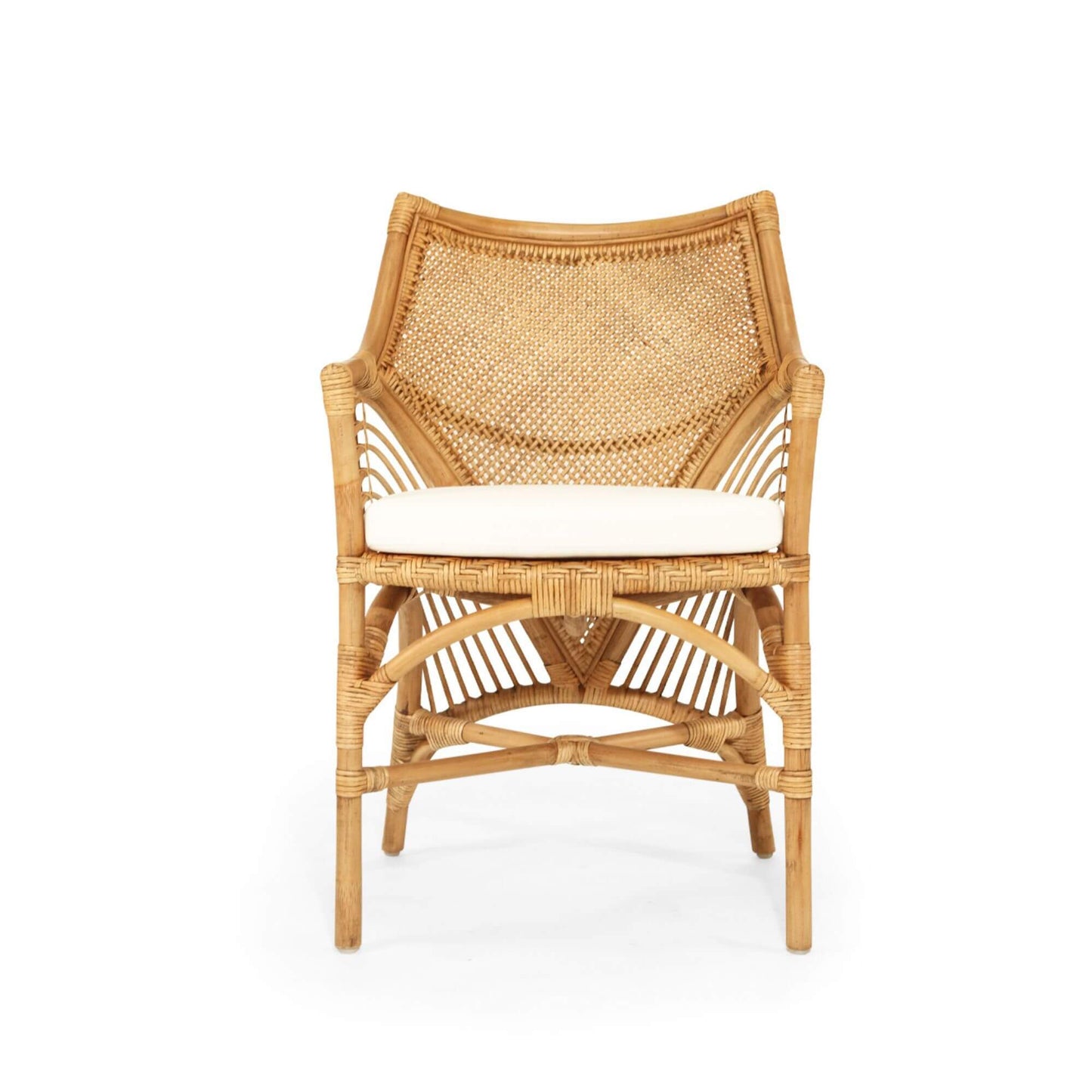 Granada | Coastal Natural Brown Rattan Dining Chair With Arms | Brown