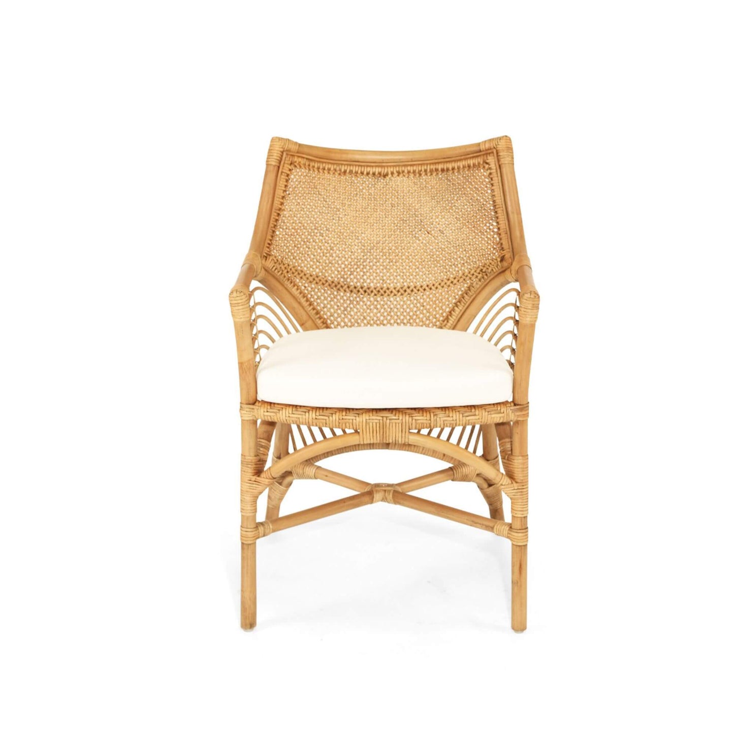 Granada | Coastal Natural Brown Rattan Dining Chair With Arms | Brown