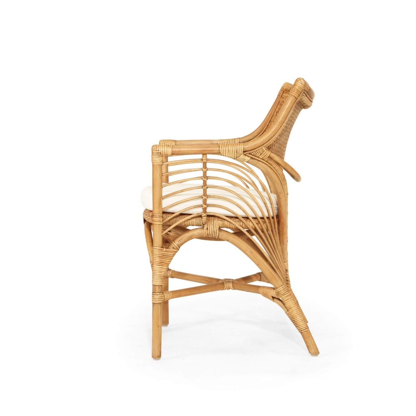 Granada | Coastal Natural Brown Rattan Dining Chair With Arms | Brown