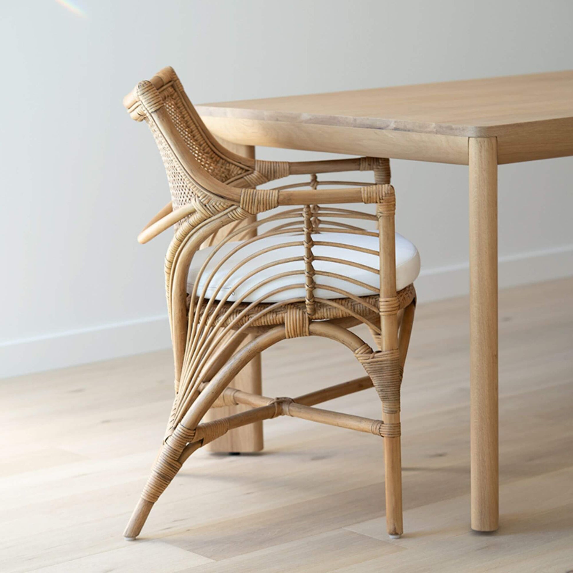 Granada | Coastal Natural Brown Rattan Dining Chair With Arms | Brown