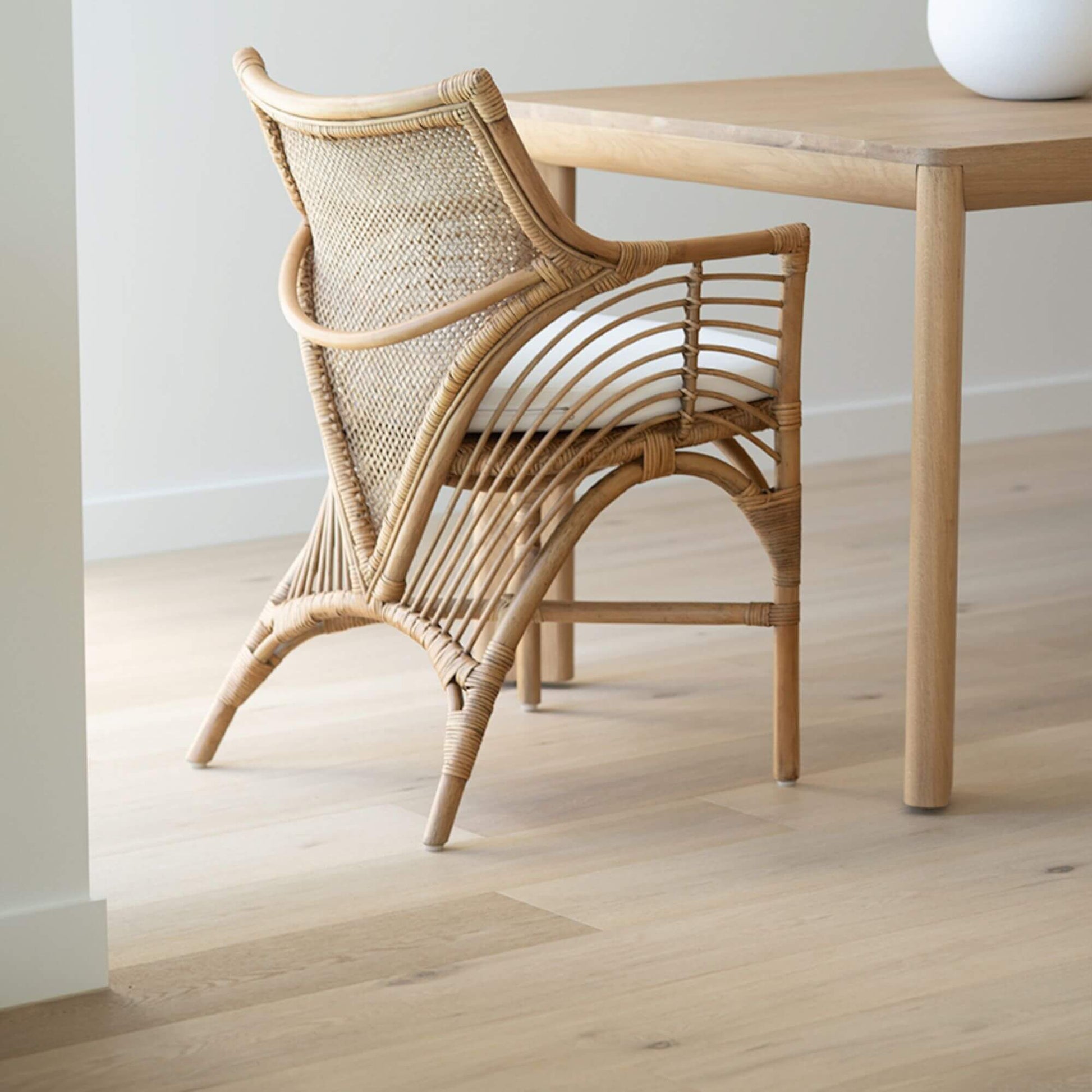 Granada | Coastal Natural Brown Rattan Dining Chair With Arms | Brown