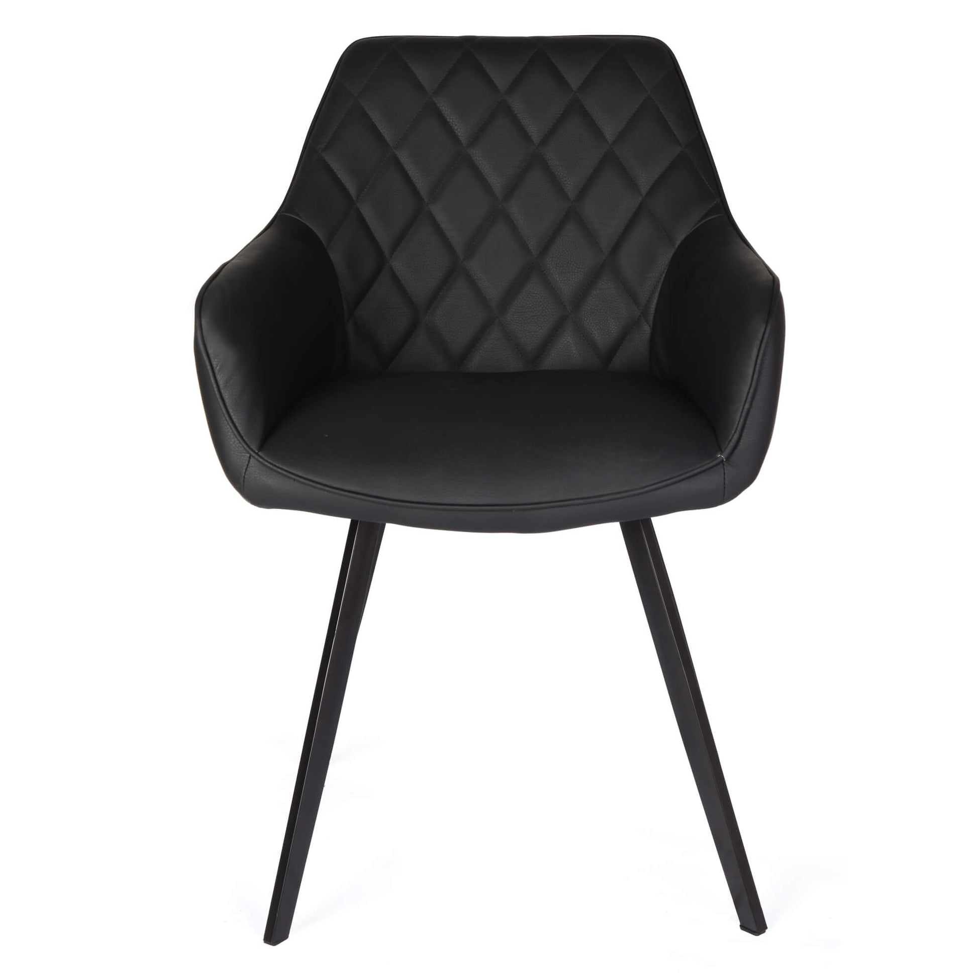 Granville | Modern Fabric PU Leather Dining Chairs With Arms | Set Of 2 | Black