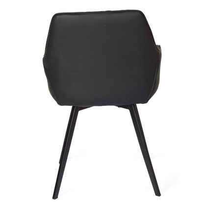 Granville | Modern Fabric PU Leather Dining Chairs With Arms | Set Of 2 | Black
