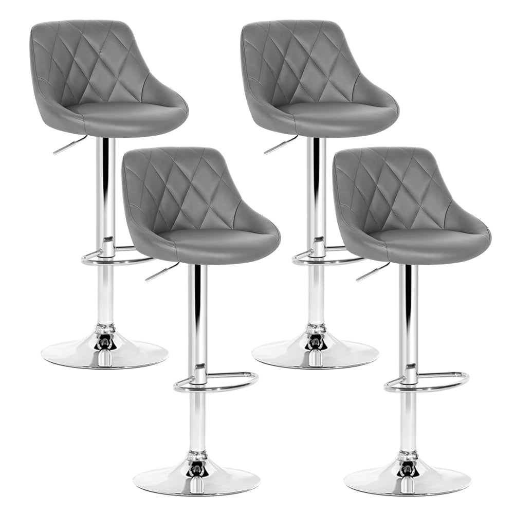 Graybar | Modern Swivel Metal Grey PU Leather Bar Stools | Set Of 4