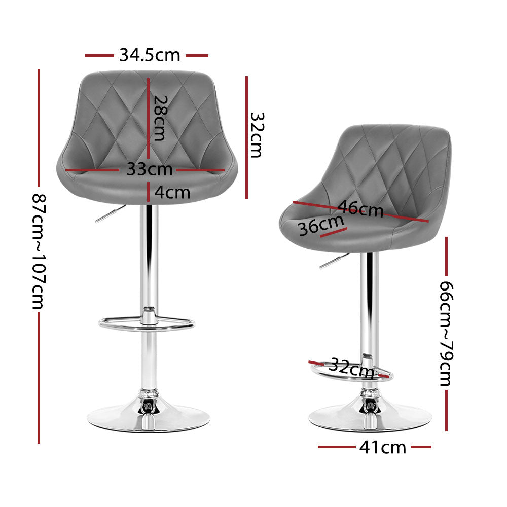 Graybar | Modern Swivel Metal Grey PU Leather Bar Stools | Set Of 4