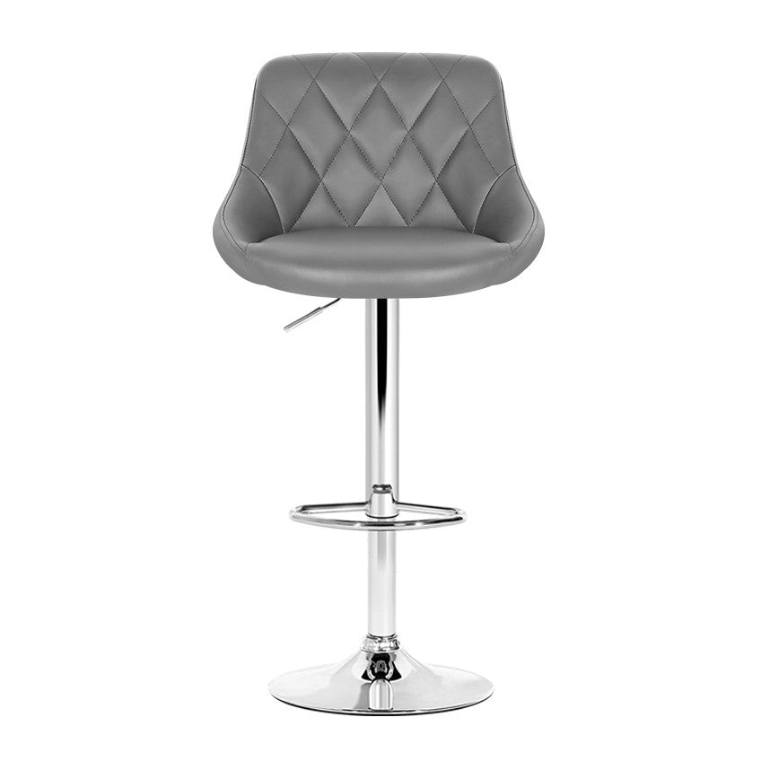 Graybar | Modern Swivel Metal Grey PU Leather Bar Stools | Set Of 4