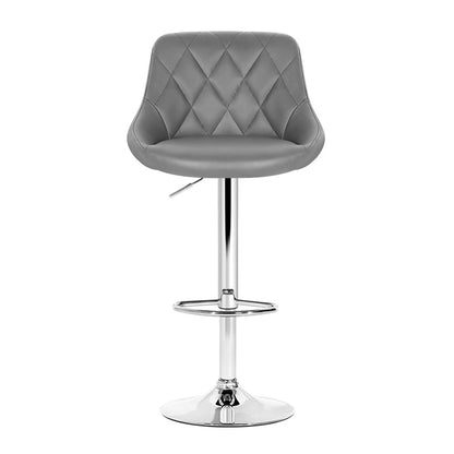 Graybar | Modern Swivel Metal Grey PU Leather Bar Stools | Set Of 4