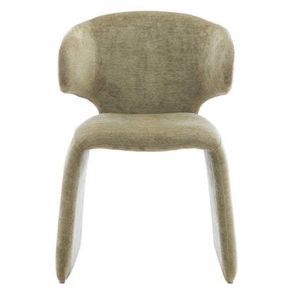 Greenbay | Modern Green Textured Fabric Wooden Dining Chairs | Set Of 2 | Green