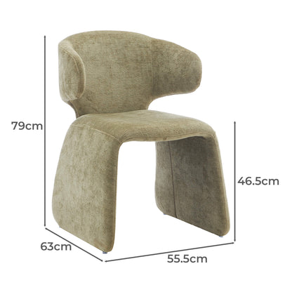 Greenbay | Modern Green Textured Fabric Wooden Dining Chairs | Set Of 2 | Green