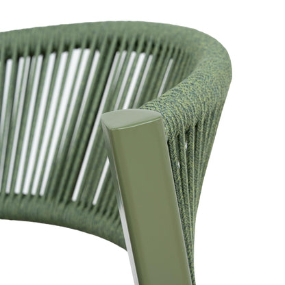 Greenhills | Coastal Metal Sand White Green Rattan Dining Chairs | Set Of 2 | Army Green