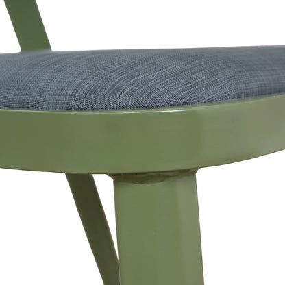 Greenhills | Coastal Metal Sand White Green Rattan Dining Chairs | Set Of 2 | Army Green
