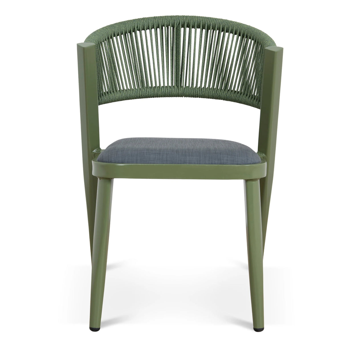 Greenhills | Coastal Metal Sand White Green Rattan Dining Chairs With Arms | Set Of 2