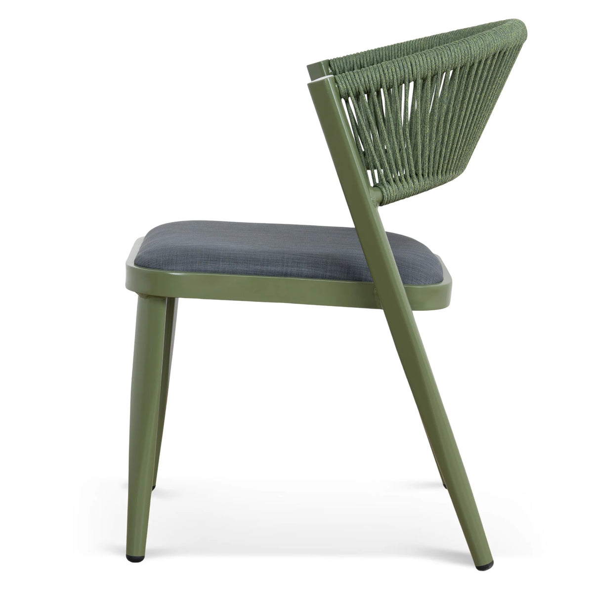 Greenhills | Coastal Metal Sand White Green Rattan Dining Chairs | Set Of 2 | Army Green