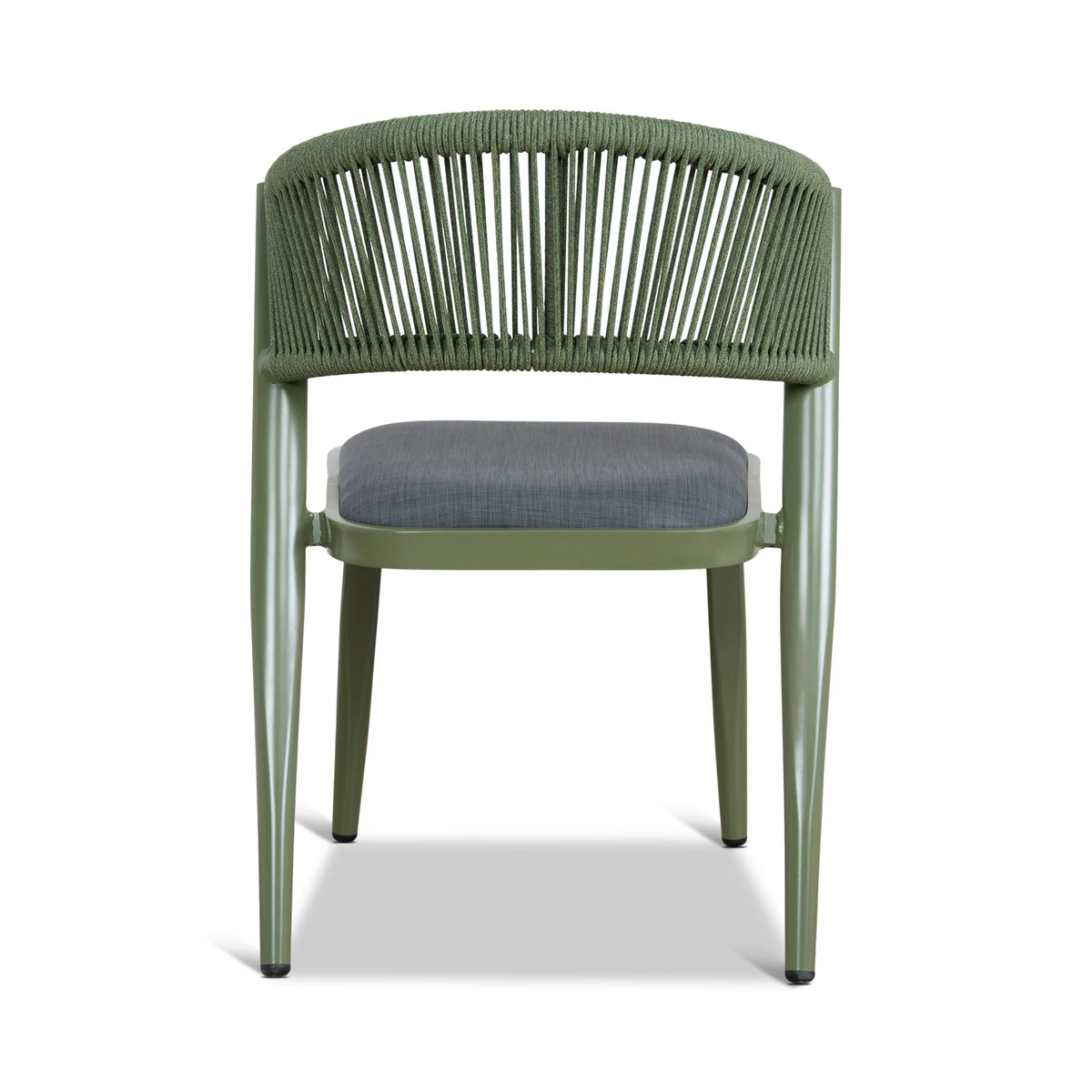 Greenhills | Coastal Metal Sand White Green Rattan Dining Chairs With Arms | Set Of 2