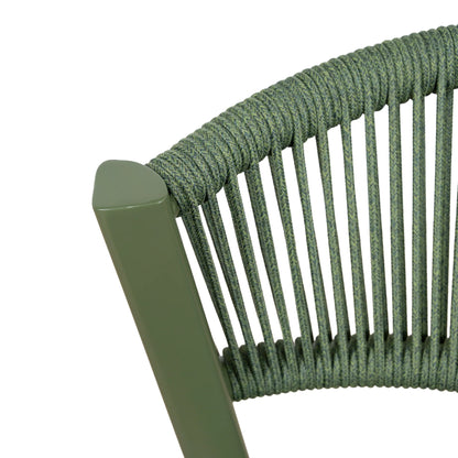 Greenhills | Coastal Metal Sand White Green Rattan Dining Chairs | Set Of 2 | Army Green
