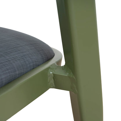 Greenhills | Coastal Metal Sand White Green Rattan Dining Chairs | Set Of 2 | Army Green