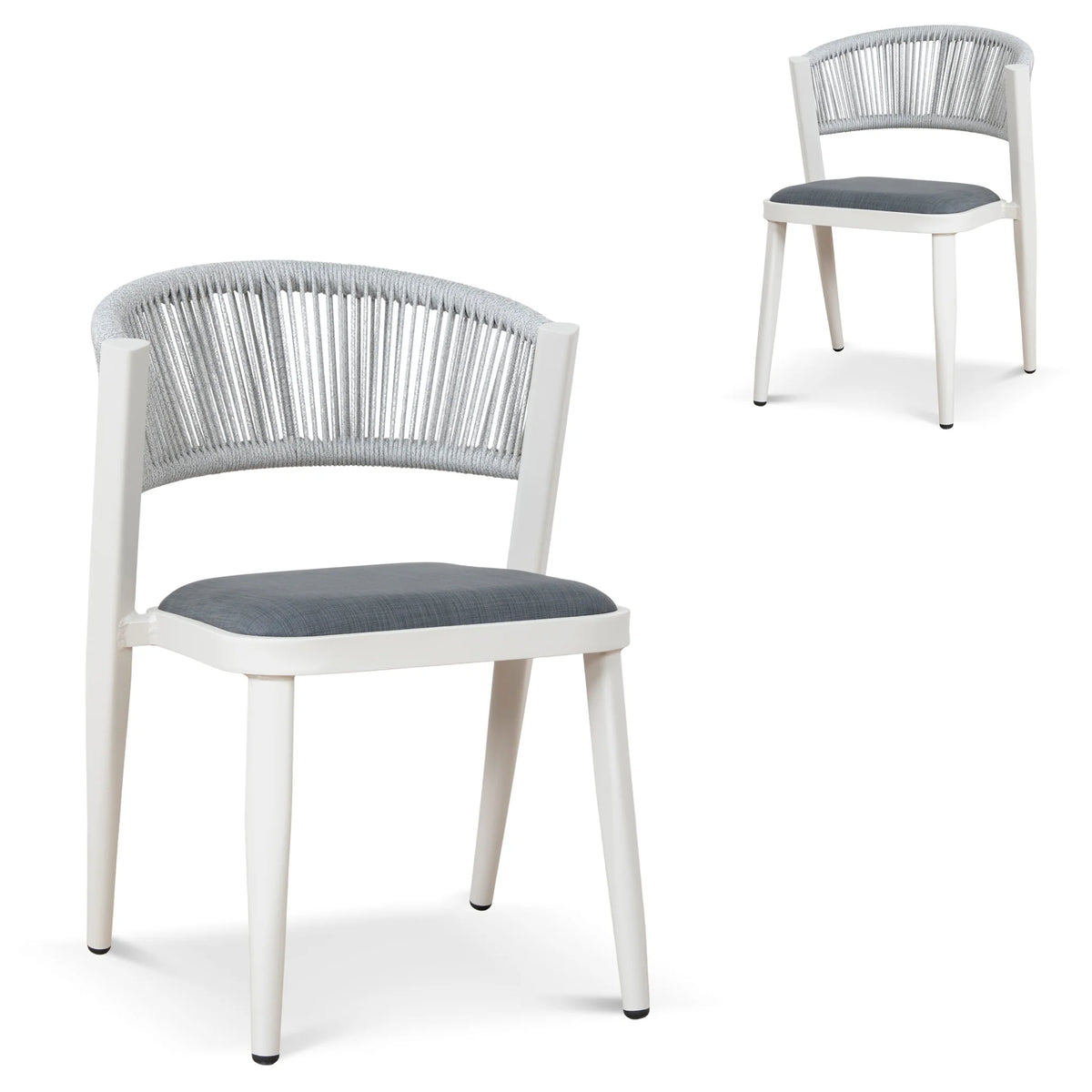 Greenhills | Coastal Metal Sand White Green Rattan Dining Chairs With Arms | Set Of 2