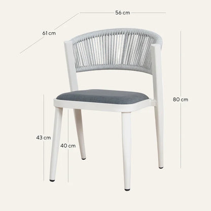 Greenhills | Coastal Metal Sand White Green Rattan Dining Chairs | Set Of 2 | Sand White