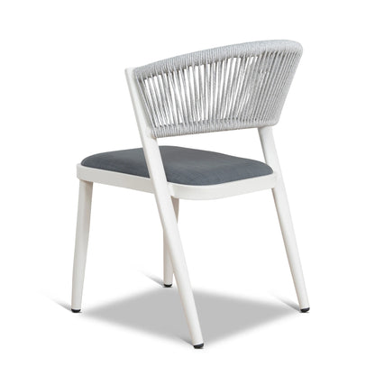 Greenhills | Coastal Metal Sand White Green Rattan Dining Chairs | Set Of 2 | Sand White
