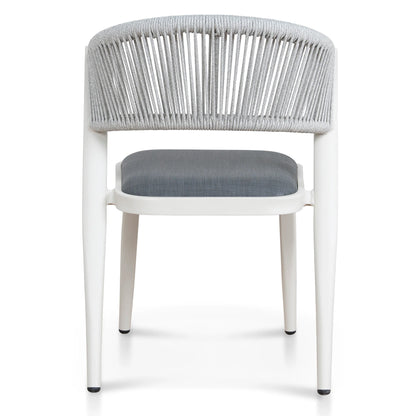 Greenhills | Coastal Metal Sand White Green Rattan Dining Chairs | Set Of 2 | Sand White