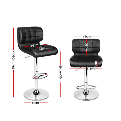 Guilderton | Contemporary Swivel Steel PU Leather Bar Stools Set Of 2