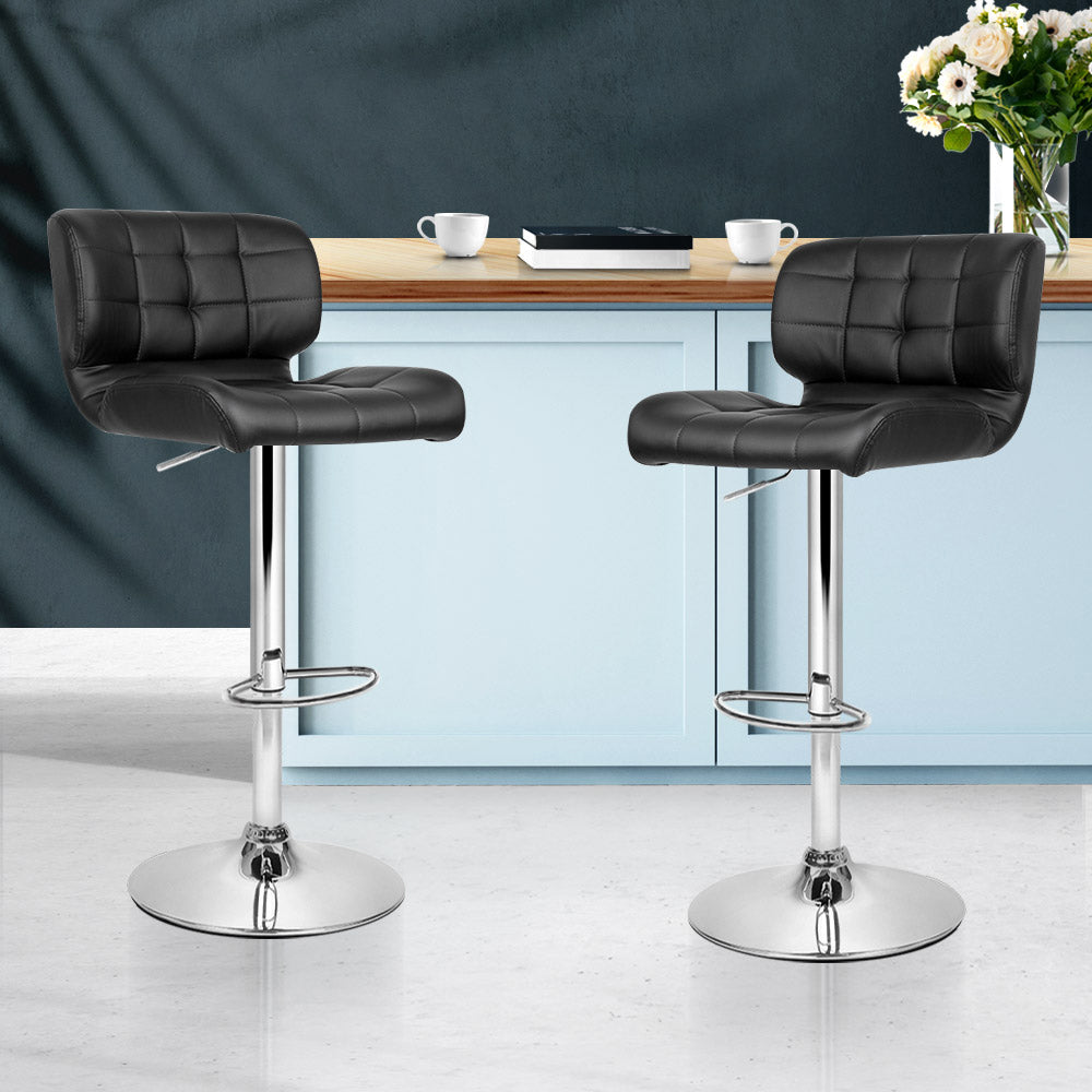 Guilderton | Contemporary Swivel Steel PU Leather Bar Stools | Set Of 2