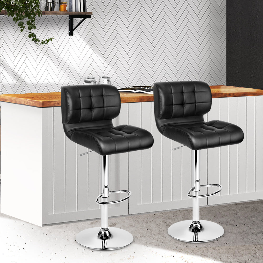 Guilderton | Contemporary Swivel Steel PU Leather Bar Stools | Set Of 2