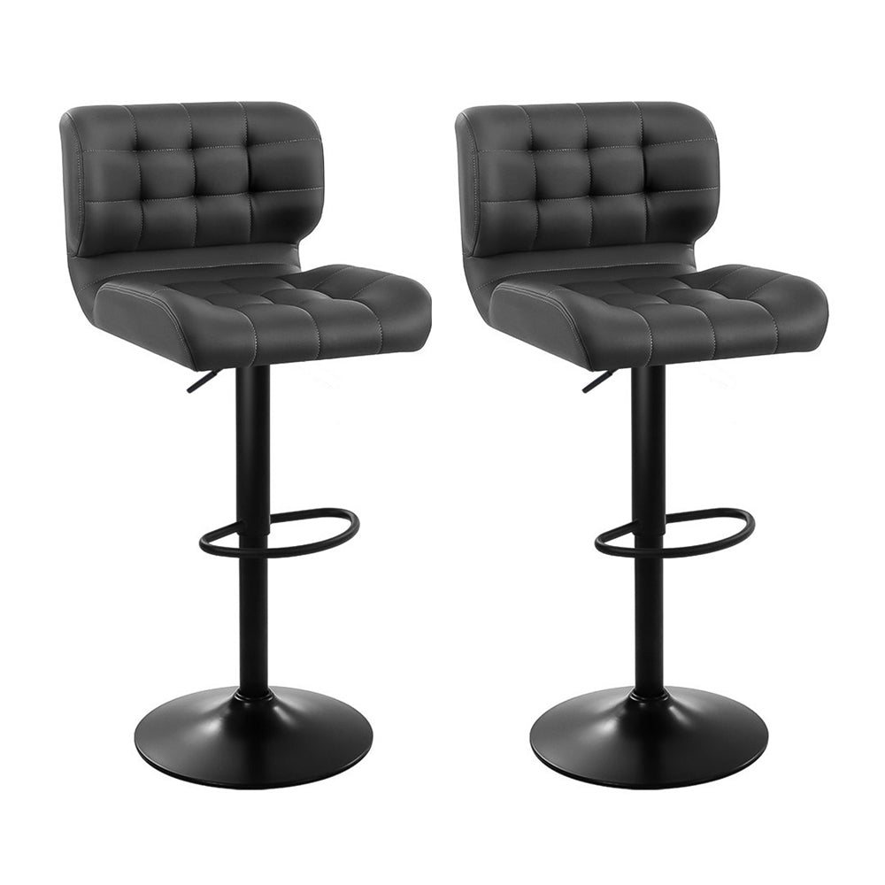 Guilderton | Contemporary Swivel Steel PU Leather Bar Stools Set Of 2