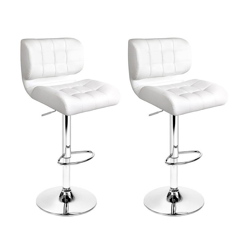 Guilderton | Contemporary Swivel Steel PU Leather Bar Stools | Set Of 2 | White