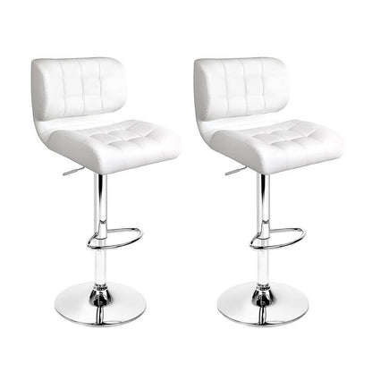 Guilderton | Contemporary Swivel Steel PU Leather Bar Stools | Set Of 2 | White