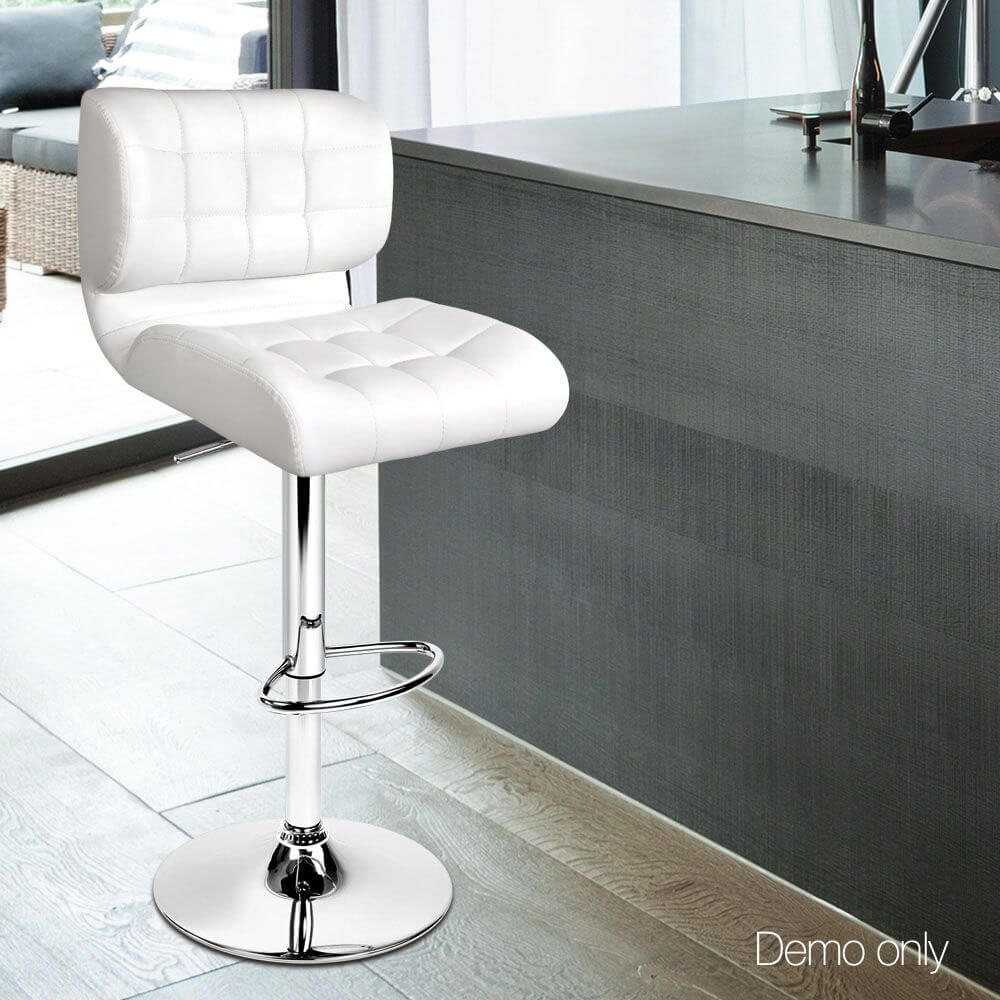 Guilderton | Contemporary Swivel Steel PU Leather Bar Stools | Set Of 2 | White