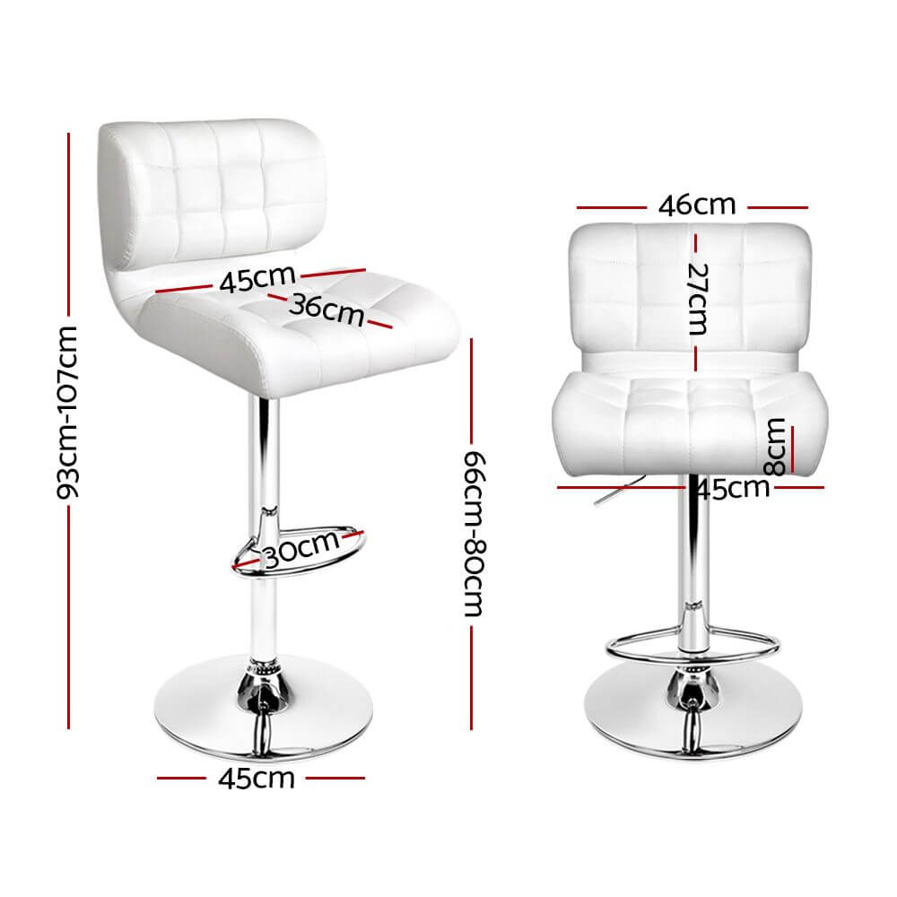 Guilderton | Contemporary Swivel Steel PU Leather Bar Stools | Set Of 2 | White