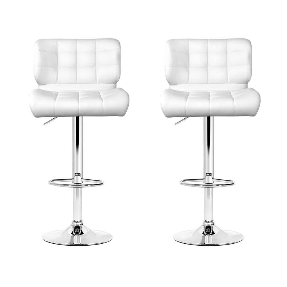 Guilderton | Contemporary Swivel Steel PU Leather Bar Stools | Set Of 2 | White