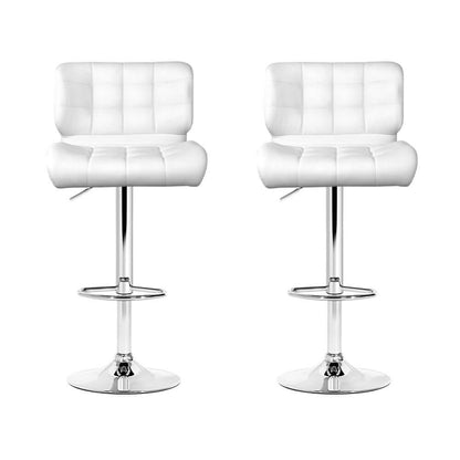 Guilderton | Contemporary Swivel Steel PU Leather Bar Stools | Set Of 2 | White