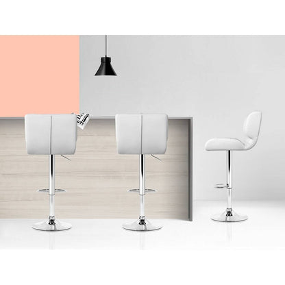 Guilderton | Contemporary Swivel Steel PU Leather Bar Stools | Set Of 2 | White