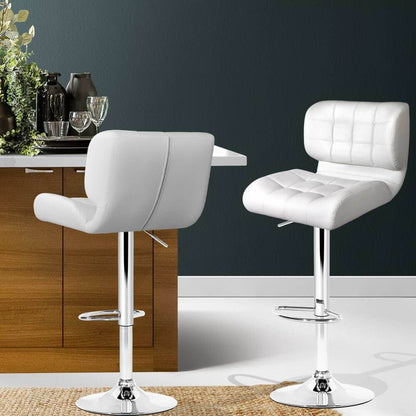 Guilderton | Contemporary Swivel Steel PU Leather Bar Stools | Set Of 2 | White