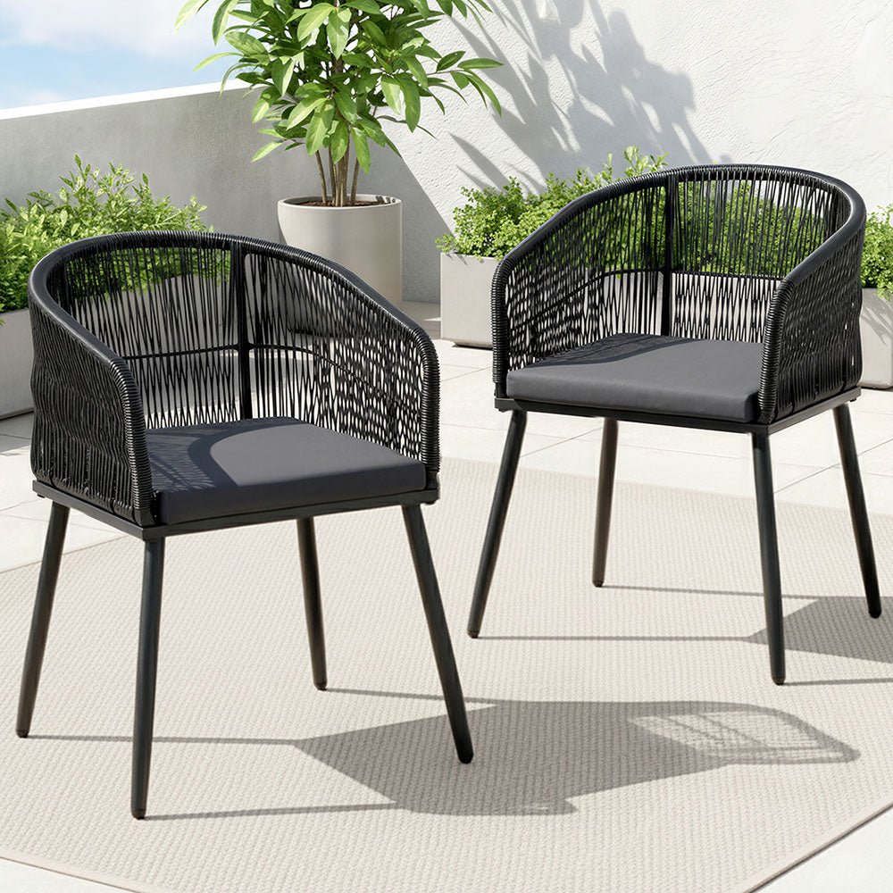 Hamilton | PE Wicker Black Outdoor Dining Chairs | Set Of 2 | Black