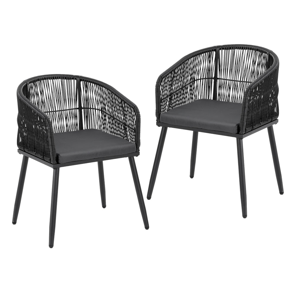 Hamilton | PE Wicker Black Outdoor Dining Chairs | Set Of 2 | Black