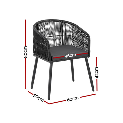 Hamilton | PE Wicker Black Outdoor Dining Chairs | Set Of 2 | Black