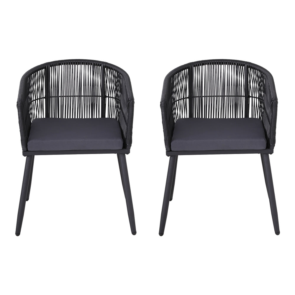 Hamilton | PE Wicker Black Outdoor Dining Chairs | Set Of 2 | Black