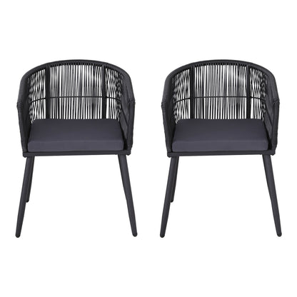 Hamilton | PE Wicker Black Outdoor Dining Chairs | Set Of 2 | Black