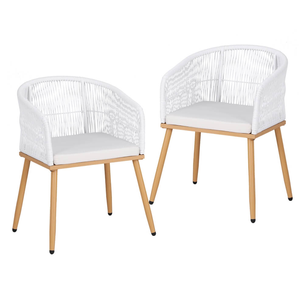 Hamilton | PE Wicker White Black Outdoor Dining Chairs | Set Of 2 | White