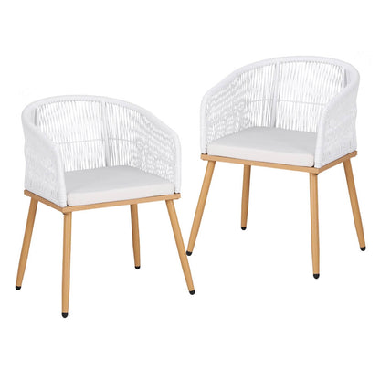 Hamilton | PE Wicker White Black Outdoor Dining Chairs | Set Of 2 | White