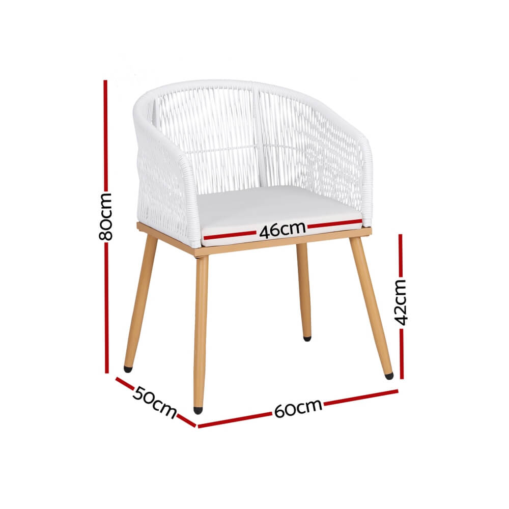 Hamilton | PE Wicker White Black Outdoor Dining Chairs | Set Of 2 | White