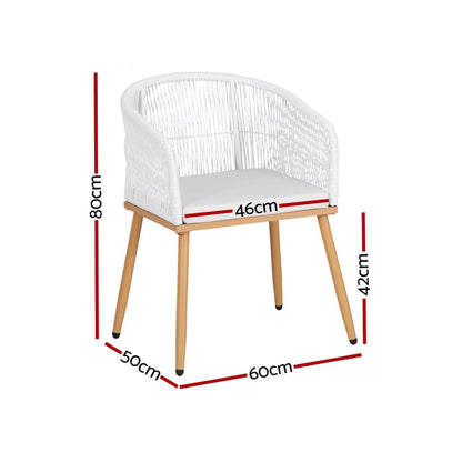 Hamilton | PE Wicker White Black Outdoor Dining Chairs | Set Of 2 | White