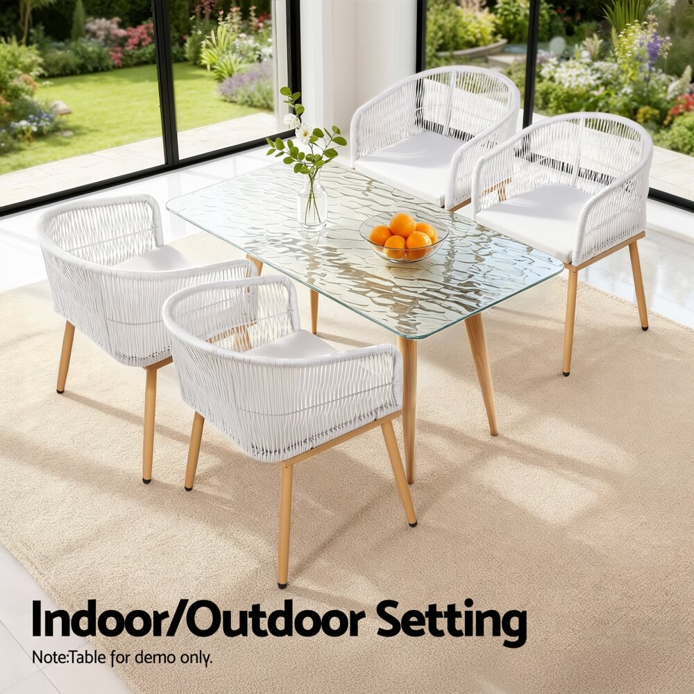 Hamilton | PE Wicker White Black Outdoor Dining Chairs | Set Of 2 | White