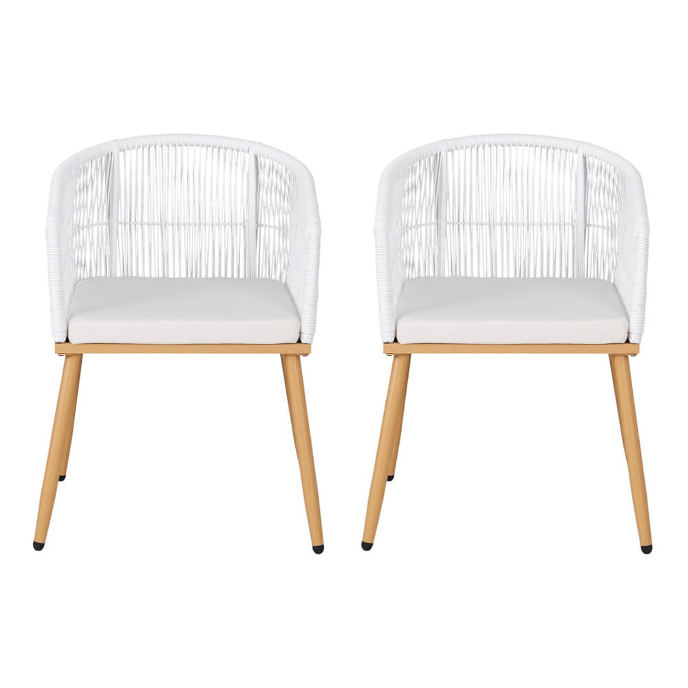 Hamilton | PE Wicker White Black Outdoor Dining Chairs | Set Of 2 | White