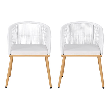 Hamilton | PE Wicker White Black Outdoor Dining Chairs | Set Of 2 | White